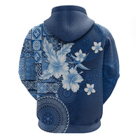 Hawaii Tapa Pattern With Navy Hibiscus Zip Hoodie