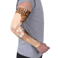 Hawaii Tapa Pattern With Brown Hibiscus Arm Sleeves LT05 - Polynesian Pride