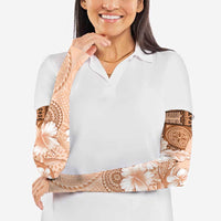 Hawaii Tapa Pattern With Brown Hibiscus Arm Sleeves LT05 - Polynesian Pride