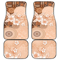Hawaii Tapa Pattern With Brown Hibiscus Car Mats