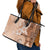 Hawaii Tapa Pattern With Brown Hibiscus Leather Tote Bag