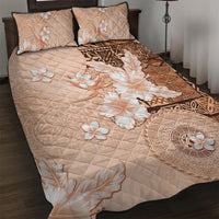 Hawaii Tapa Pattern With Brown Hibiscus Quilt Bed Set LT05 Brown - Polynesian Pride