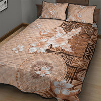 Hawaii Tapa Pattern With Brown Hibiscus Quilt Bed Set LT05 - Polynesian Pride