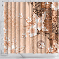 Hawaii Tapa Pattern With Brown Hibiscus Shower Curtain
