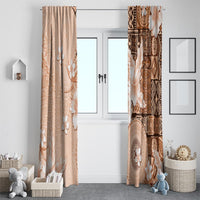 Hawaii Tapa Pattern With Brown Hibiscus Window Curtain