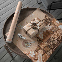 Hawaii Tapa Pattern With Brown Hibiscus Wrapping Paper - Polynesian Pride