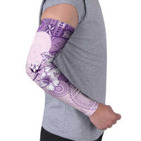 Hawaii Tapa Pattern With Violet Hibiscus Arm Sleeves LT05 - Polynesian Pride