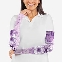 Hawaii Tapa Pattern With Violet Hibiscus Arm Sleeves LT05 - Polynesian Pride