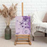 Hawaii Tapa Pattern With Violet Hibiscus Canvas Wall Art
