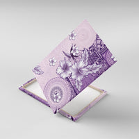 Hawaii Tapa Pattern With Violet Hibiscus Canvas Wall Art