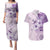 Hawaii Tapa Pattern With Violet Hibiscus Couples Matching Puletasi and Hawaiian Shirt