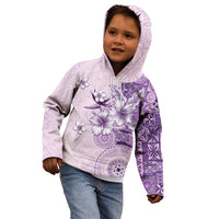 Hawaii Tapa Pattern With Violet Hibiscus Kid Hoodie