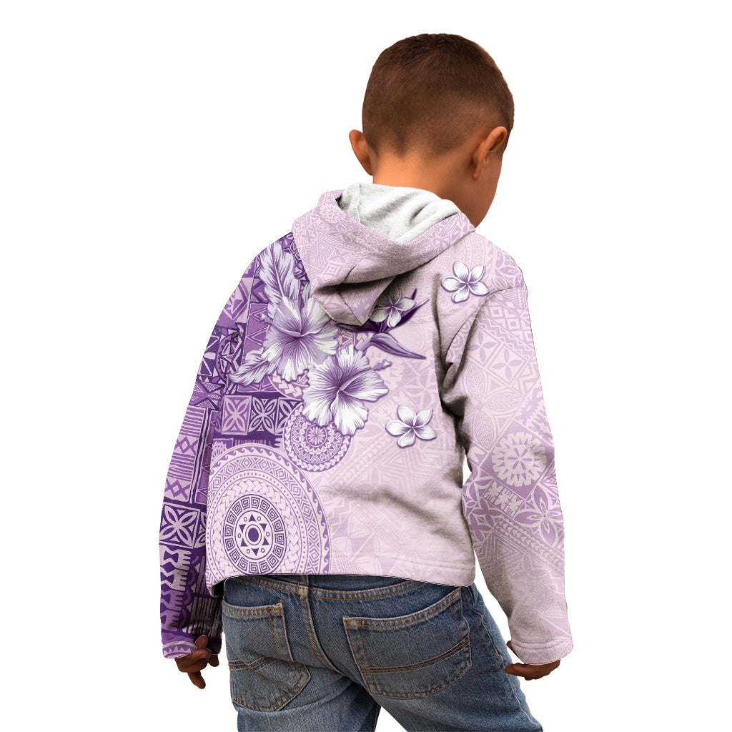 Hawaii Tapa Pattern With Violet Hibiscus Kid Hoodie