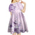 Hawaii Tapa Pattern With Violet Hibiscus Kid Short Sleeve Dress
