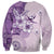Hawaii Tapa Pattern With Violet Hibiscus Sweatshirt