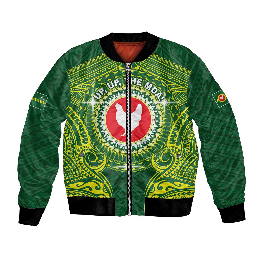Personalized American Samoa Manua Cession Day Bomber Jacket Up Up The Moa LT05 Unisex Green - Polynesian Pride