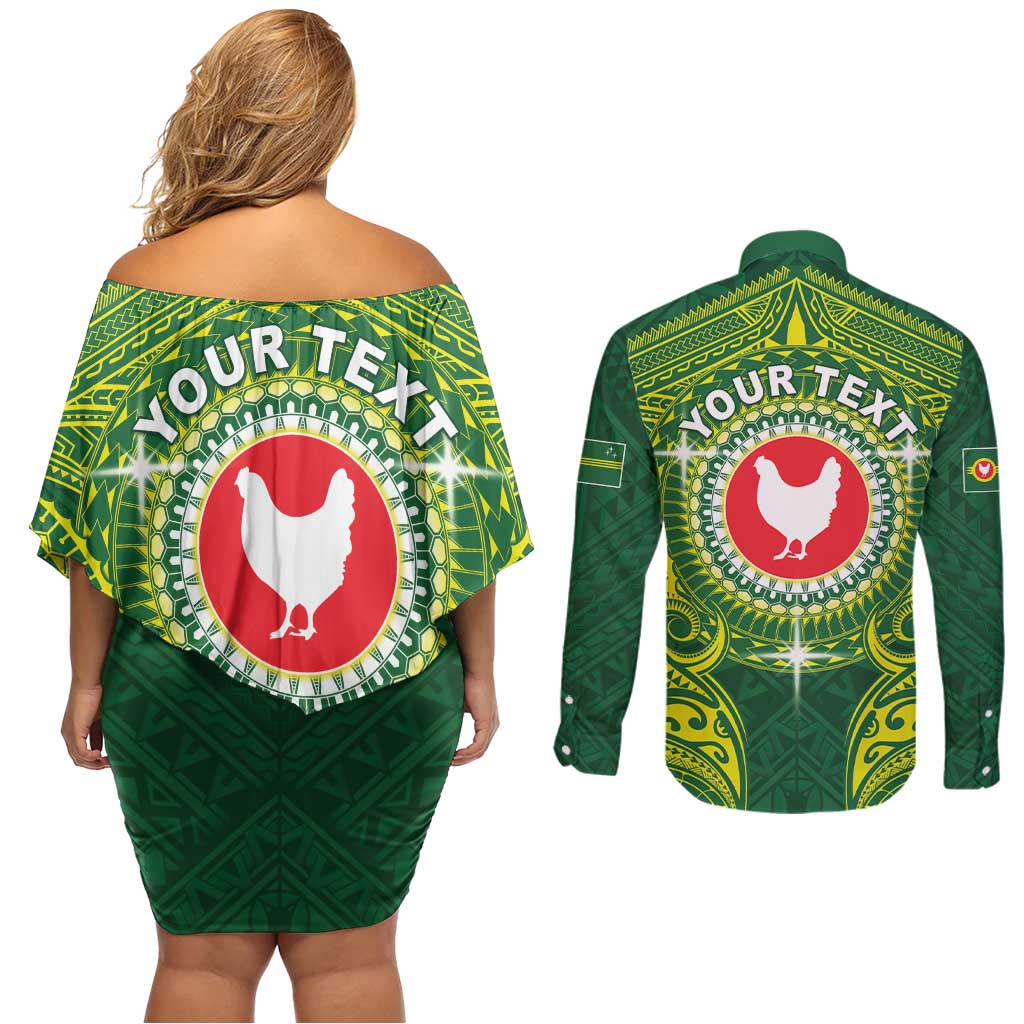 Personalized American Samoa Manua Cession Day Couples Matching Off Shoulder Short Dress and Long Sleeve Button Shirt Up Up The Moa
