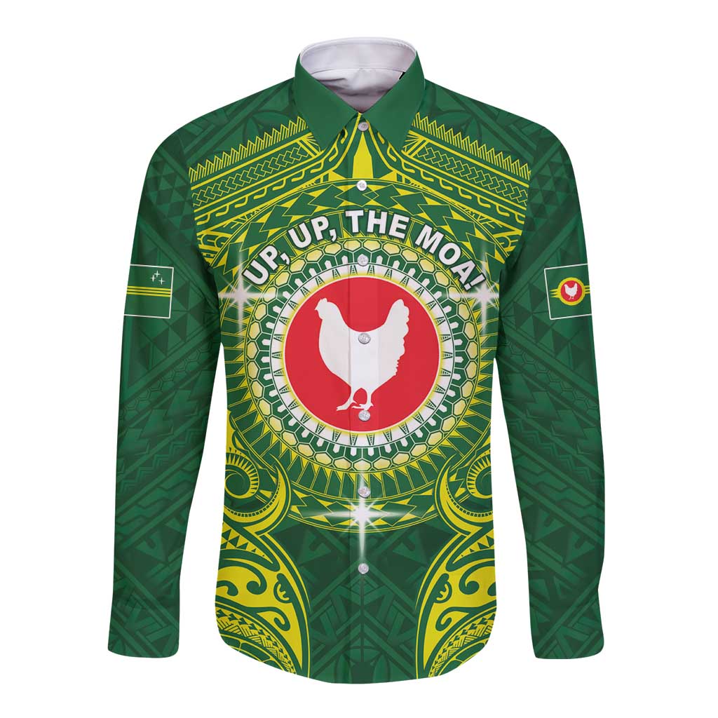 Personalized American Samoa Manua Cession Day Long Sleeve Button Shirt Up Up The Moa LT05 Unisex Green - Polynesian Pride
