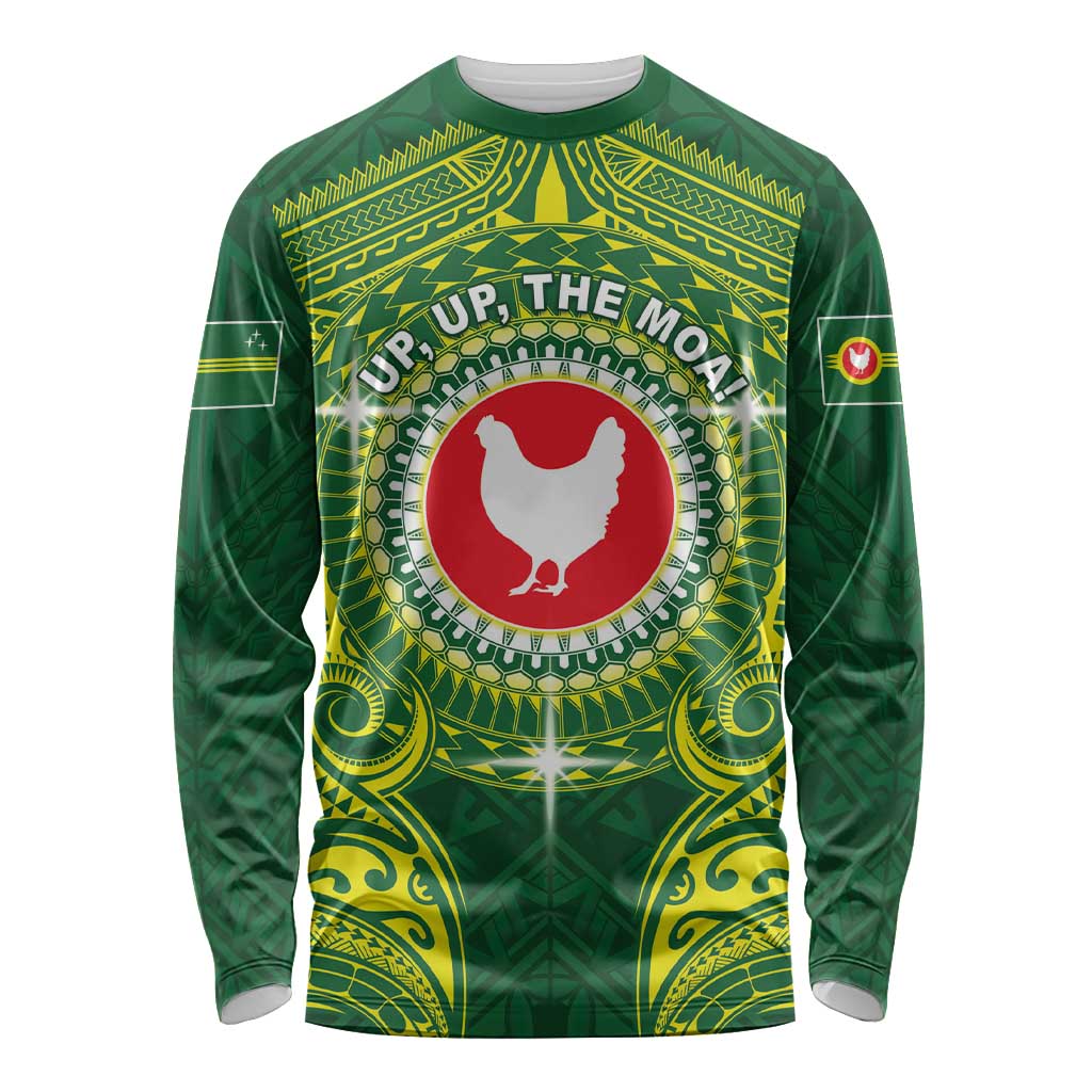 Personalized American Samoa Manua Cession Day Long Sleeve Shirt Up Up The Moa LT05 Unisex Green - Polynesian Pride