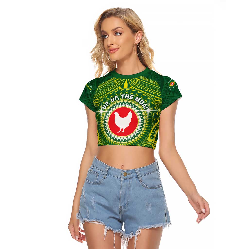 Personalized American Samoa Manua Cession Day Raglan Cropped T Shirt Up Up The Moa LT05 Female Green - Polynesian Pride