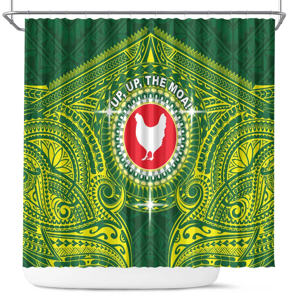American Samoa Manua Cession Day Shower Curtain Up Up The Moa LT05 Green - Polynesian Pride