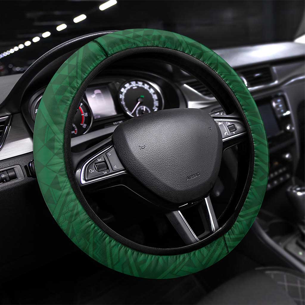 American Samoa Manua Cession Day Steering Wheel Cover Up Up The Moa LT05 Universal Fit Green - Polynesian Pride