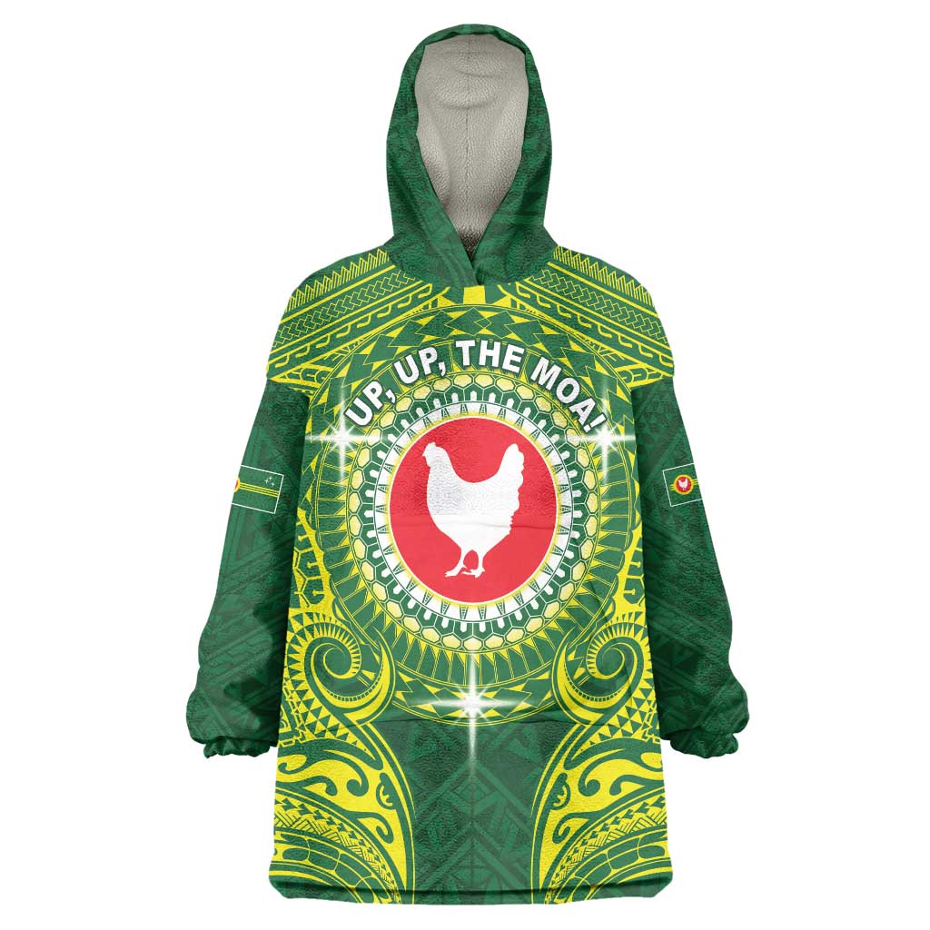 Personalized American Samoa Manua Cession Day Wearable Blanket Hoodie Up Up The Moa LT05 One Size Green - Polynesian Pride