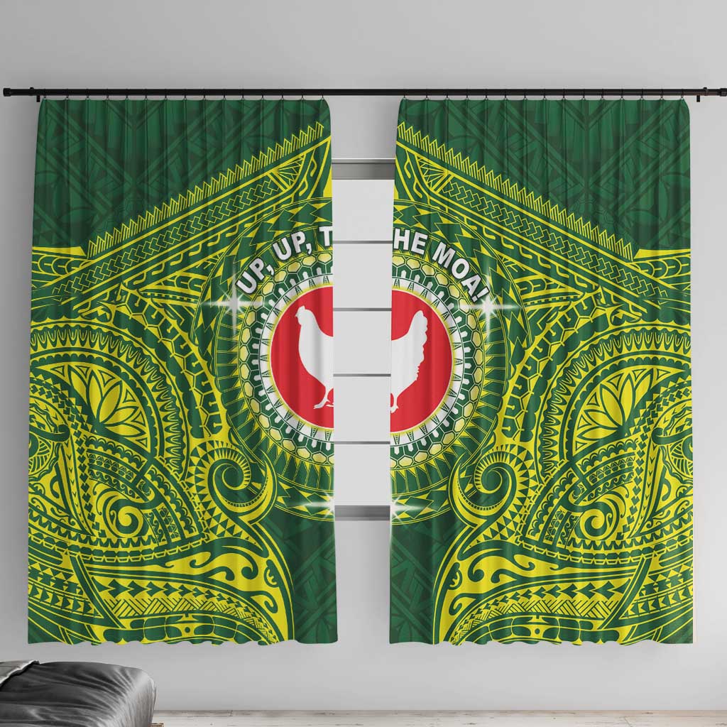 American Samoa Manua Cession Day Window Curtain Up Up The Moa LT05 With Hooks Green - Polynesian Pride