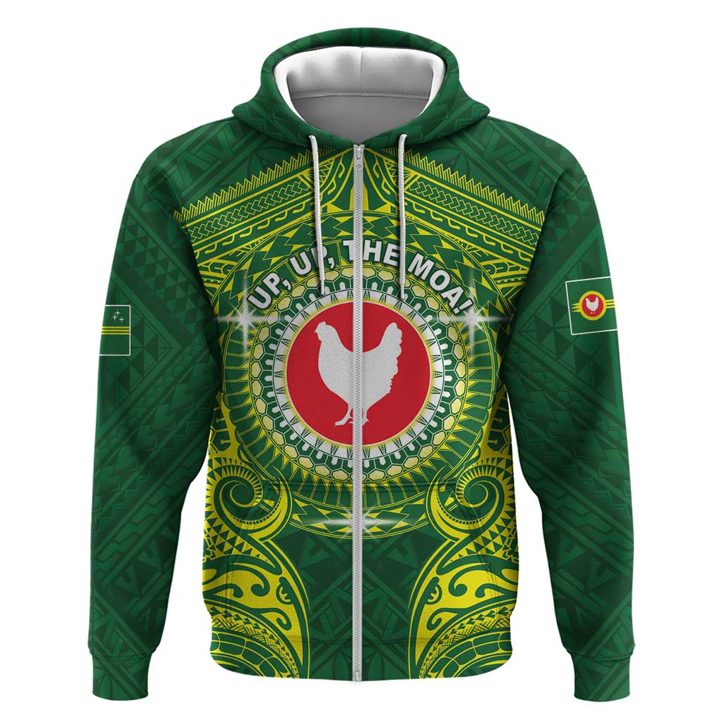 Personalized American Samoa Manua Cession Day Zip Hoodie Up Up The Moa LT05 Zip Hoodie Green - Polynesian Pride