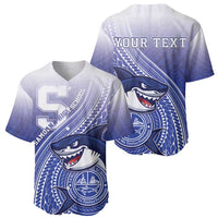 Personalized Samoana High School Baseball Jersey Polynesian Tribal Shark
