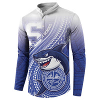 Personalized Samoana High School Button Sweatshirt Polynesian Tribal Shark