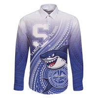 Personalized Samoana High School Family Matching Long Sleeve Bodycon Dress and Hawaiian Shirt Polynesian Tribal Shark