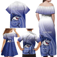 Personalized Samoana High School Family Matching Off Shoulder Maxi Dress and Hawaiian Shirt Polynesian Tribal Shark