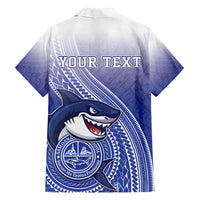 Personalized Samoana High School Family Matching Off Shoulder Short Dress and Hawaiian Shirt Polynesian Tribal Shark