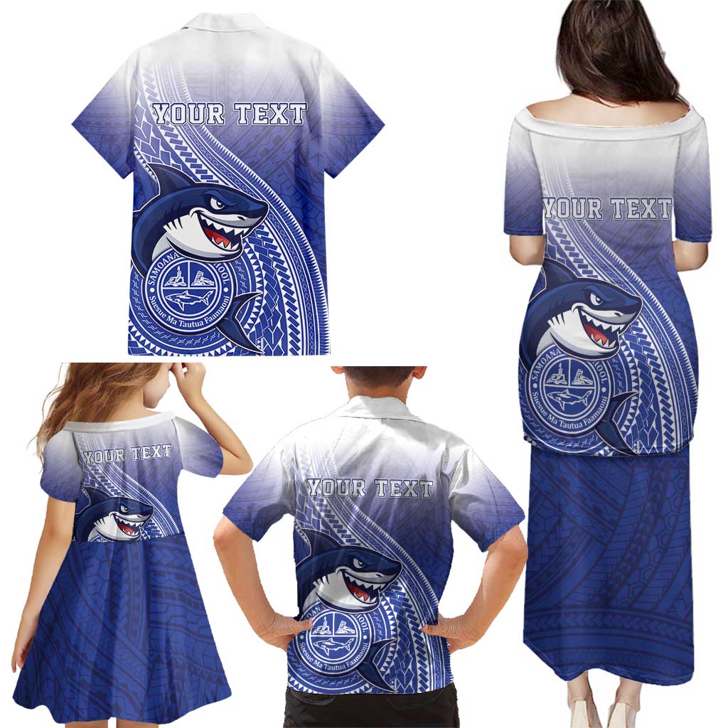 Personalized Samoana High School Family Matching Puletasi and Hawaiian Shirt Polynesian Tribal Shark