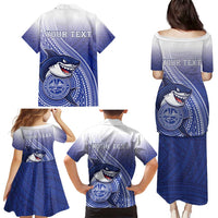 Personalized Samoana High School Family Matching Puletasi and Hawaiian Shirt Polynesian Tribal Shark