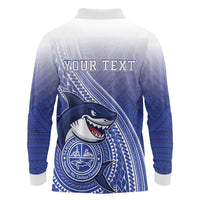 Personalized Samoana High School Long Sleeve Polo Shirt Polynesian Tribal Shark LT05 - Polynesian Pride