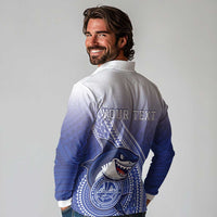 Personalized Samoana High School Long Sleeve Polo Shirt Polynesian Tribal Shark LT05 - Polynesian Pride
