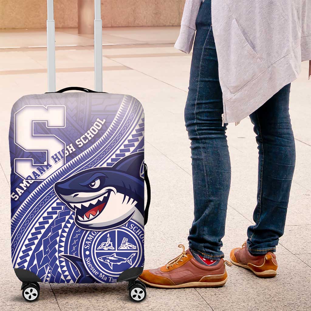 Samoana High School Luggage Cover Polynesian Tribal Shark LT05 Blue - Polynesian Pride