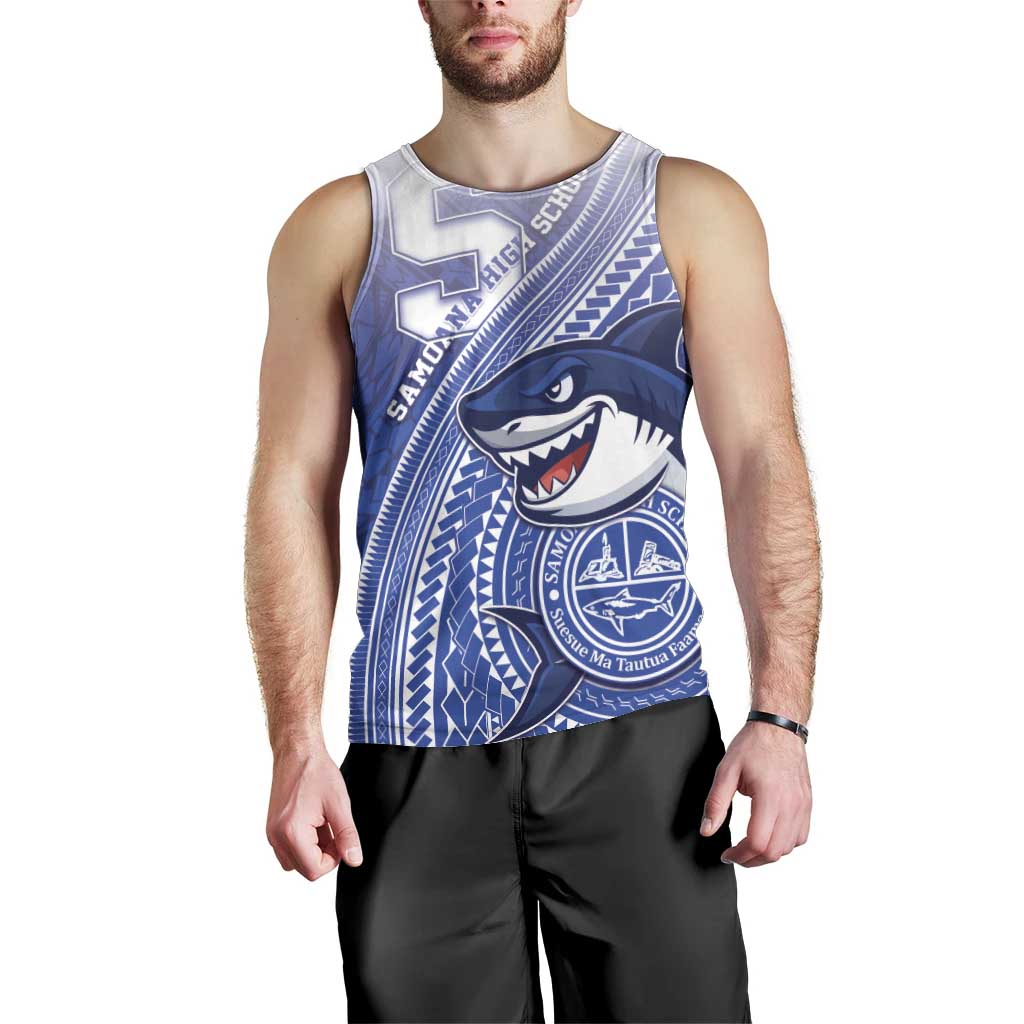 Personalized Samoana High School Men Tank Top Polynesian Tribal Shark
