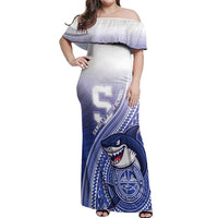 Personalized Samoana High School Off Shoulder Maxi Dress Polynesian Tribal Shark