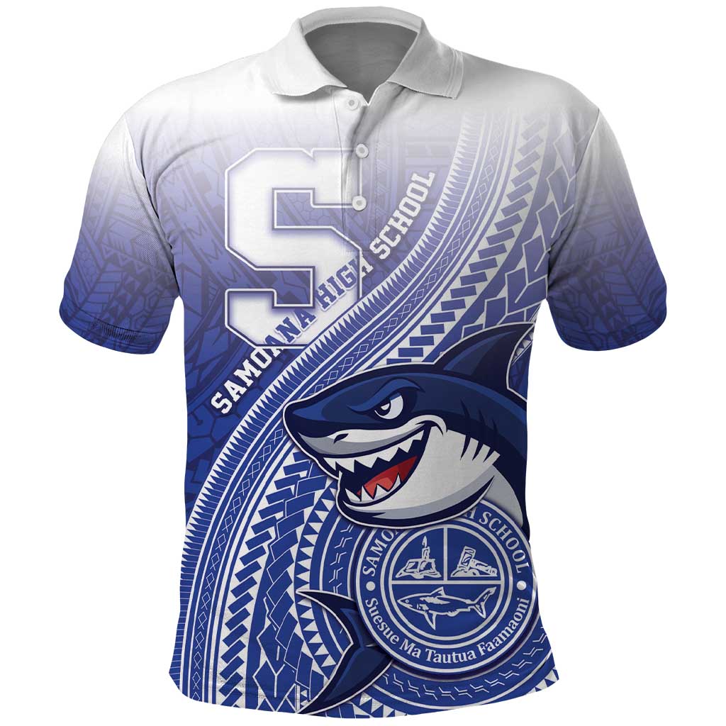 Personalized Samoana High School Polo Shirt Polynesian Tribal Shark