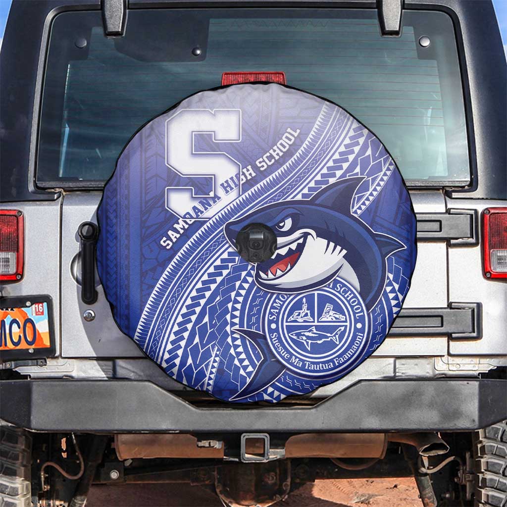 Samoana High School Spare Tire Cover Polynesian Tribal Shark LT05 Blue - Polynesian Pride