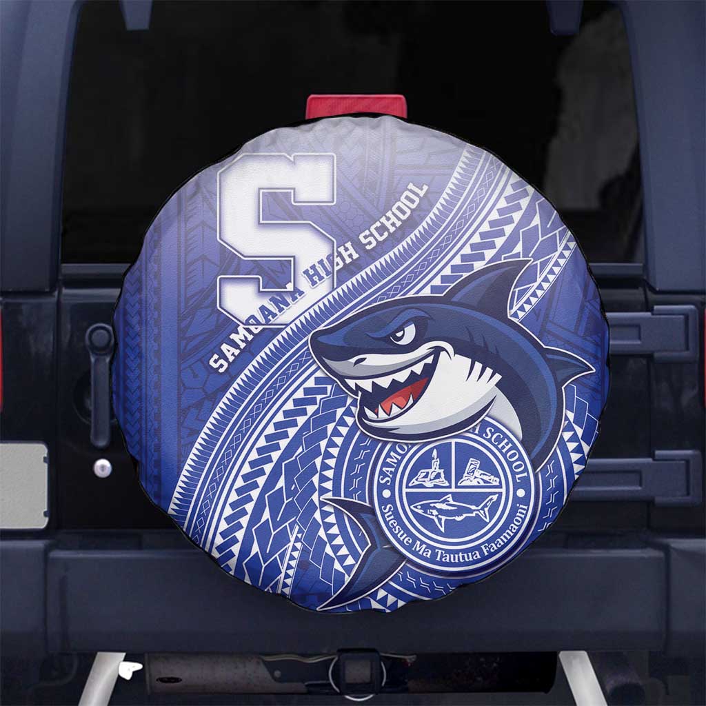 Samoana High School Spare Tire Cover Polynesian Tribal Shark LT05 No hole Blue - Polynesian Pride