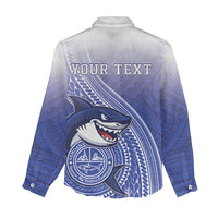 Personalized Samoana High School Women Casual Shirt Polynesian Tribal Shark