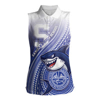 Personalized Samoana High School Women Sleeveless Polo Shirt Polynesian Tribal Shark LT05 Female Blue - Polynesian Pride