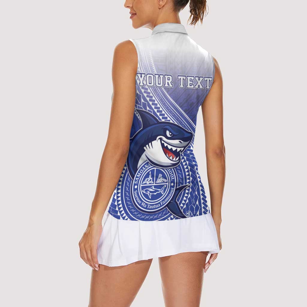 Personalized Samoana High School Women Sleeveless Polo Shirt Polynesian Tribal Shark LT05 - Polynesian Pride