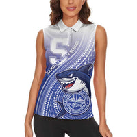 Personalized Samoana High School Women Sleeveless Polo Shirt Polynesian Tribal Shark LT05 - Polynesian Pride