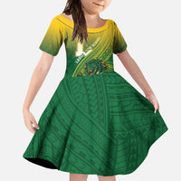 Personalized Leone High School Family Matching Mermaid Dress and Hawaiian Shirt Leone Lion LT05 Daughter's Dress Green - Polynesian Pride