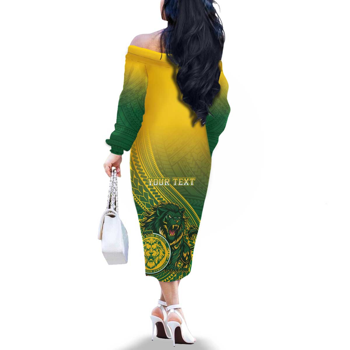 Personalized Leone High School Family Matching Off The Shoulder Long Sleeve Dress and Hawaiian Shirt Leone Lion